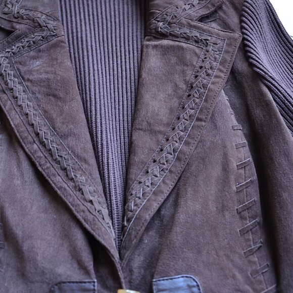 Nygard Brown Suede Leather Boho Horn Toggle Closure Jacket Size M 10-12 - Picture 10 of 13